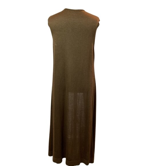 Peruvian Connection Sleeveless Long Duster Womens L Brown 100% Pima Cotton - Picture 7 of 11